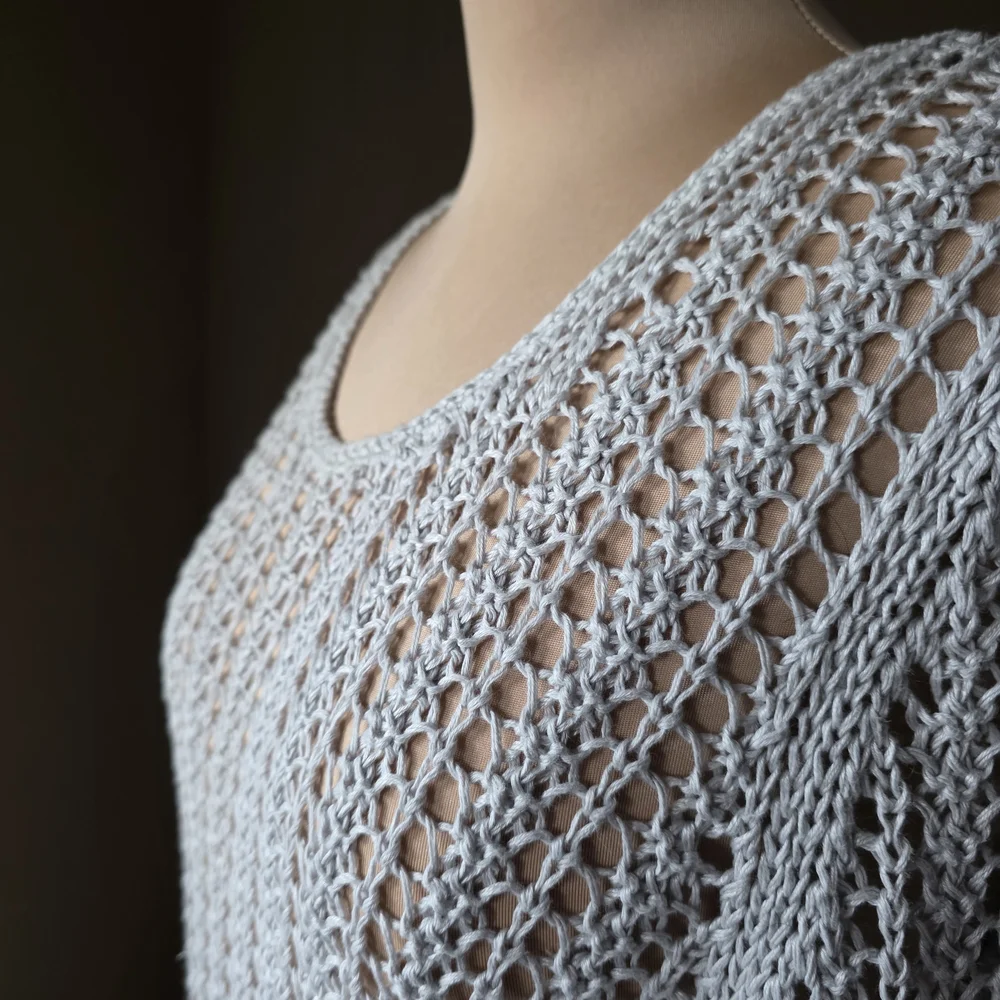 J.Jill Light Gray Open Knit Size Large 100% Linen Sweater - Picture 4 of 8